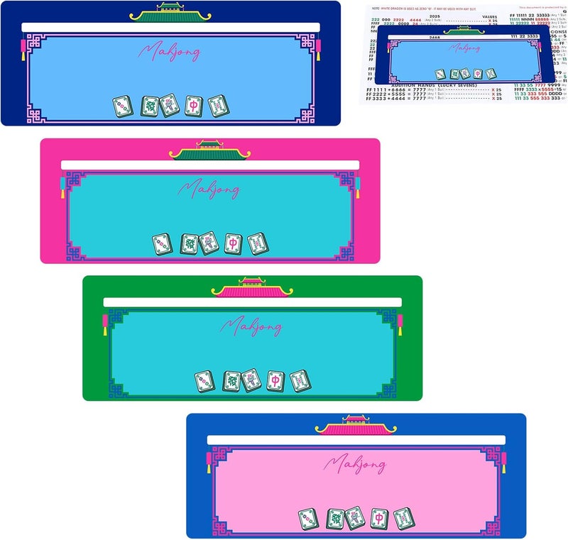Faccito 4 Pcs Mahjong Card Guide and Line Finder for Strategy Tool for Beginners, for Travel, Parties, Competitions, Game Nights(Multicolor,Cute) - Image 1